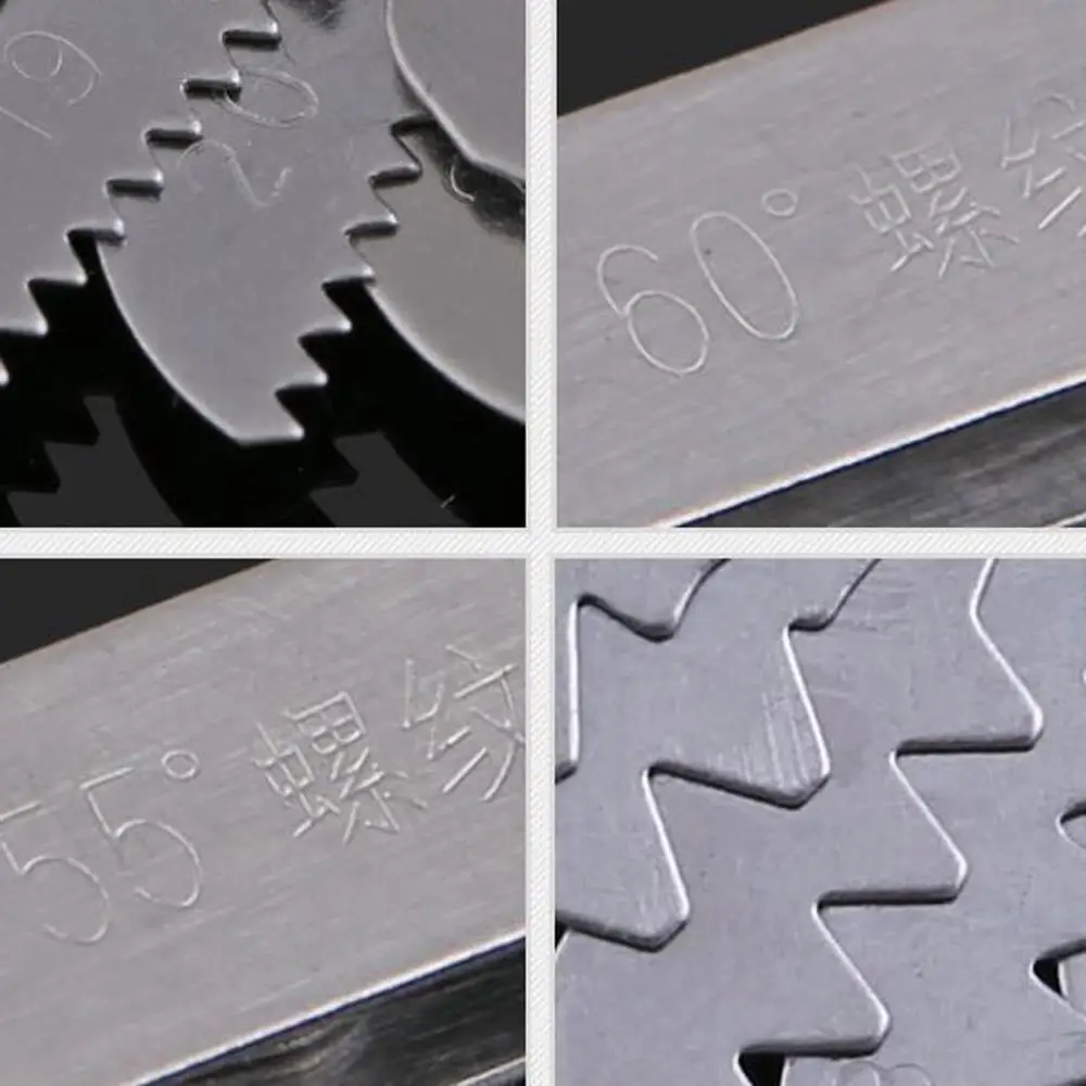 

2 Pcs Stainless Steel Metric Screw Pitch 60+55 Degree Thread Measuring Gauge