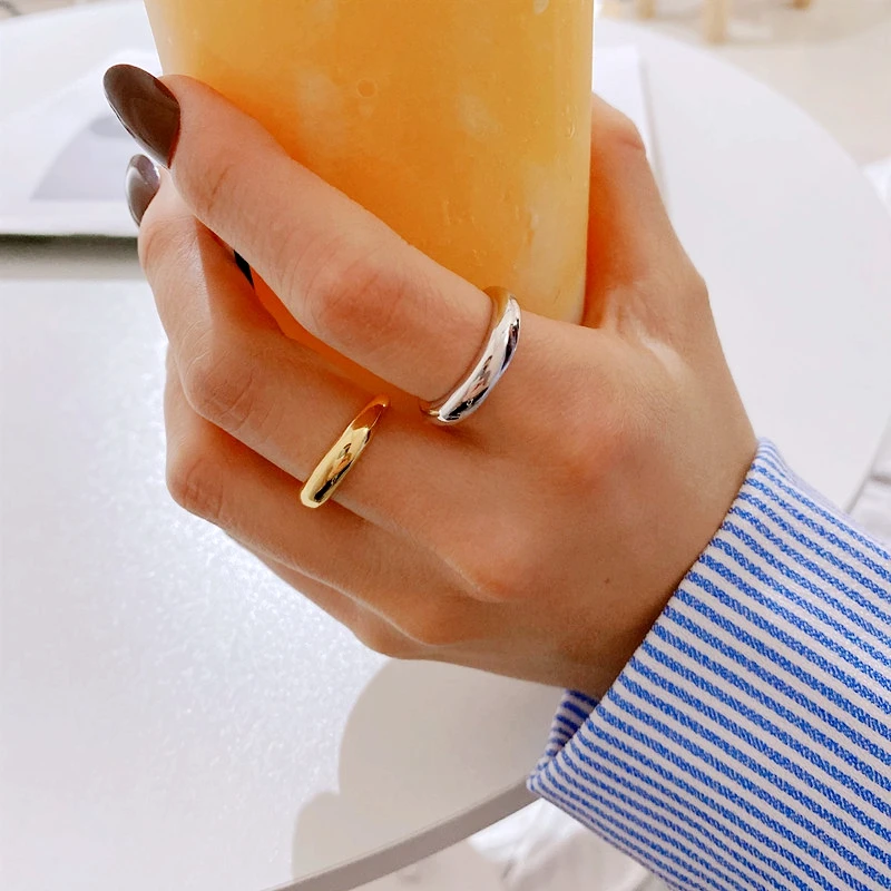 

Amaiyllis S925 Sterling Silver Simple Glossy Open Ring Geometric Personality Temperament Silver 925 Rings For Women Jewellry