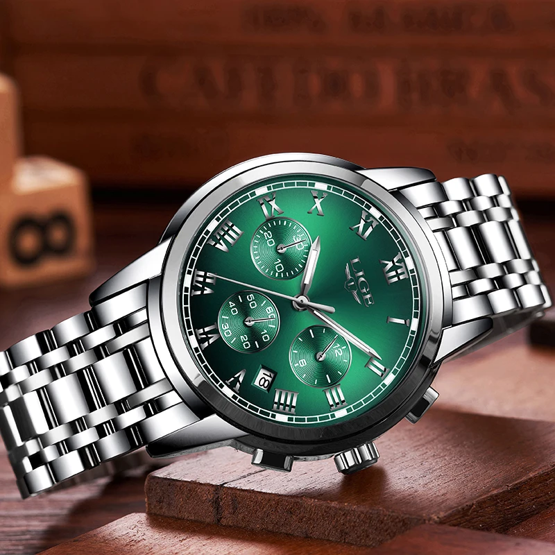 Часы наручные LIGE Мужские кварцевые модные брендовые Роскошные спортивные