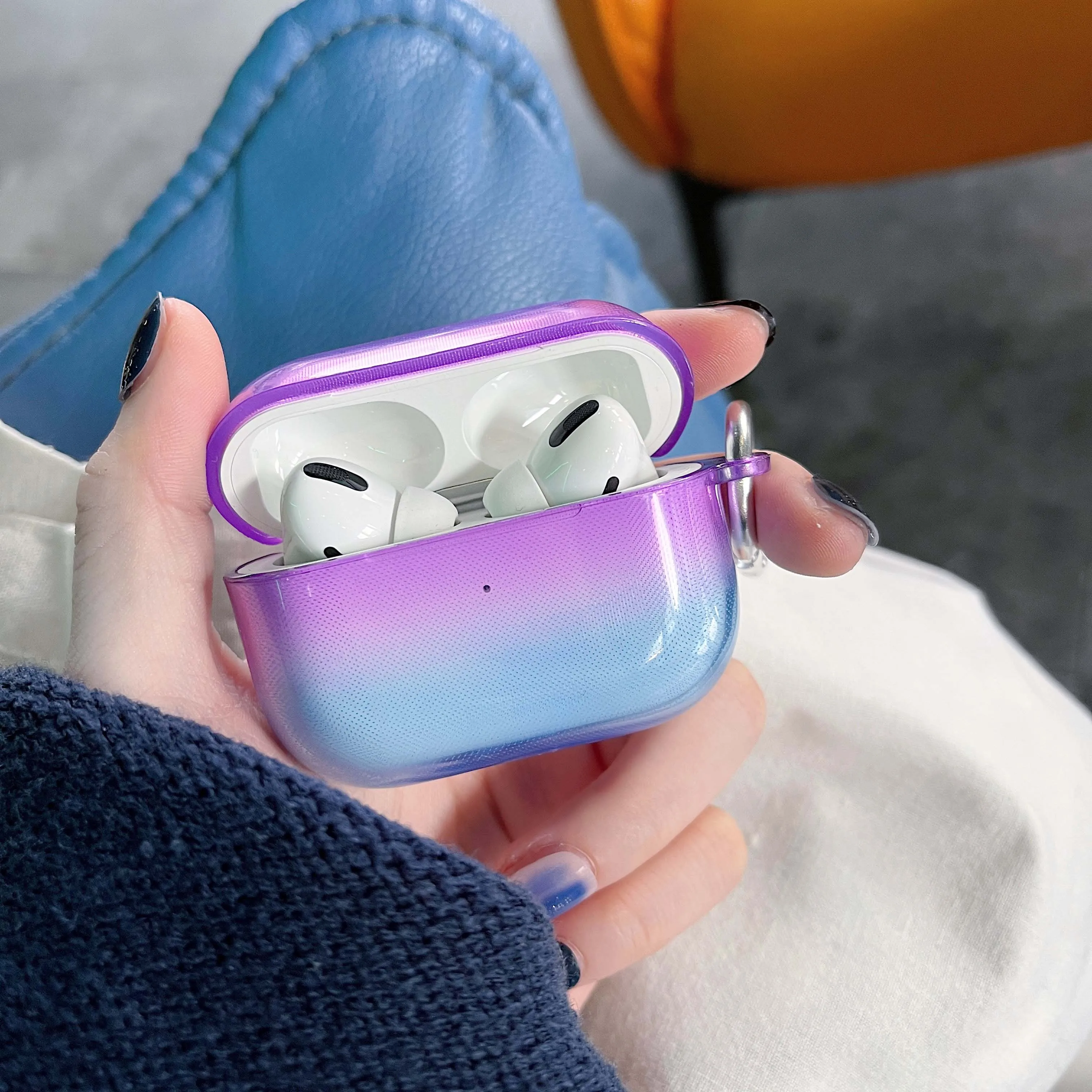 

Clear multicolor double colors couple earphone case for apple airpod 2 1 pro 3 2021 wireless bluetooth jane charging box fundas