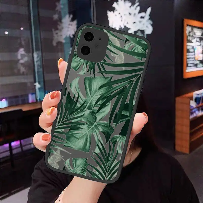 

Summer Tropical Green plants leaf Phone Case matte transparent For iphone 7 8 11 12 plus mini x xs xr pro max cover
