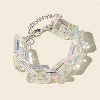 transparent cuban chunky thick bracelets bangles exaggeration white acrylic geometric square bracelet wrap wrist chain jewelry