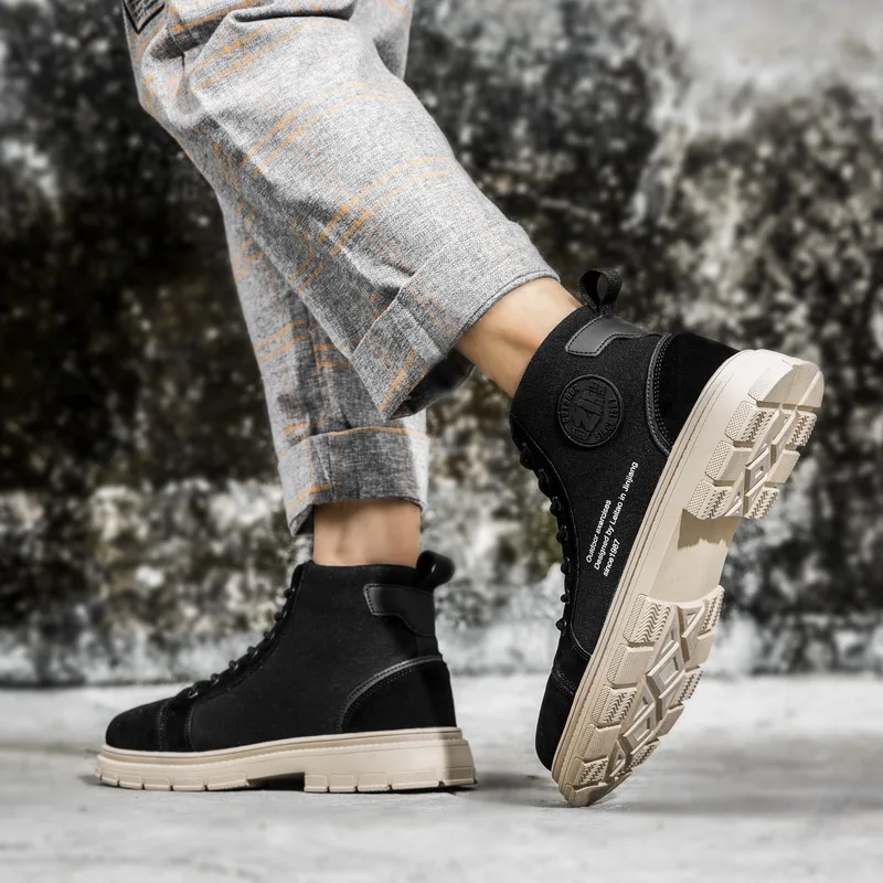 

Lcxmnd high top shoes men's fashion autumn new Martin boots Korean breathable leather casual shoes youth versatile shoes