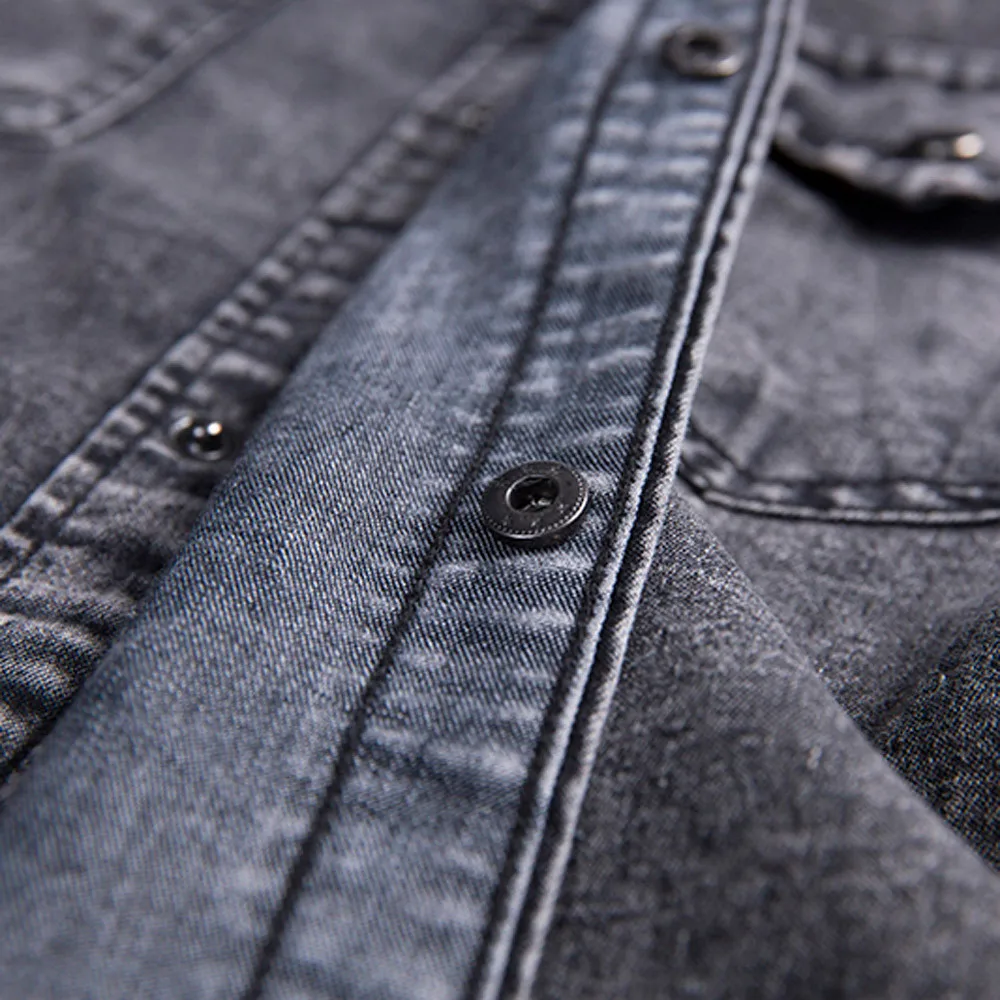 Camisas Masculina Men's Casual Slim Fit Button Shirt With Pocket Short Sleeve Tops Blouse Fashion Men Denim | Мужская одежда