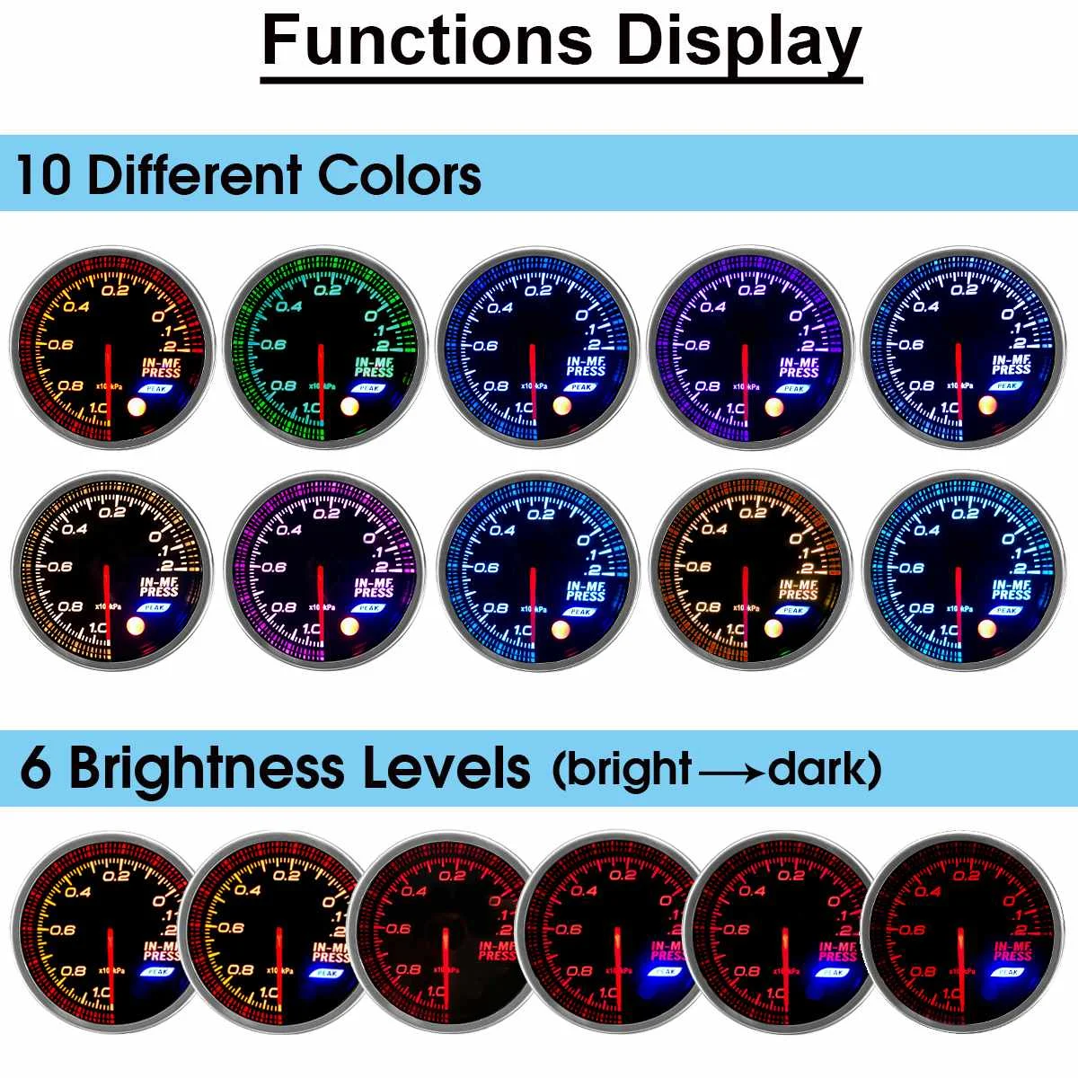 Цифровой светодиодный Автомобильный датчик механического давления измеритель в