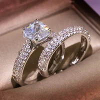 trendy new sweet and romantic couples womens ring zircon jewelry super flash engagement hand accessories wedding jewelry