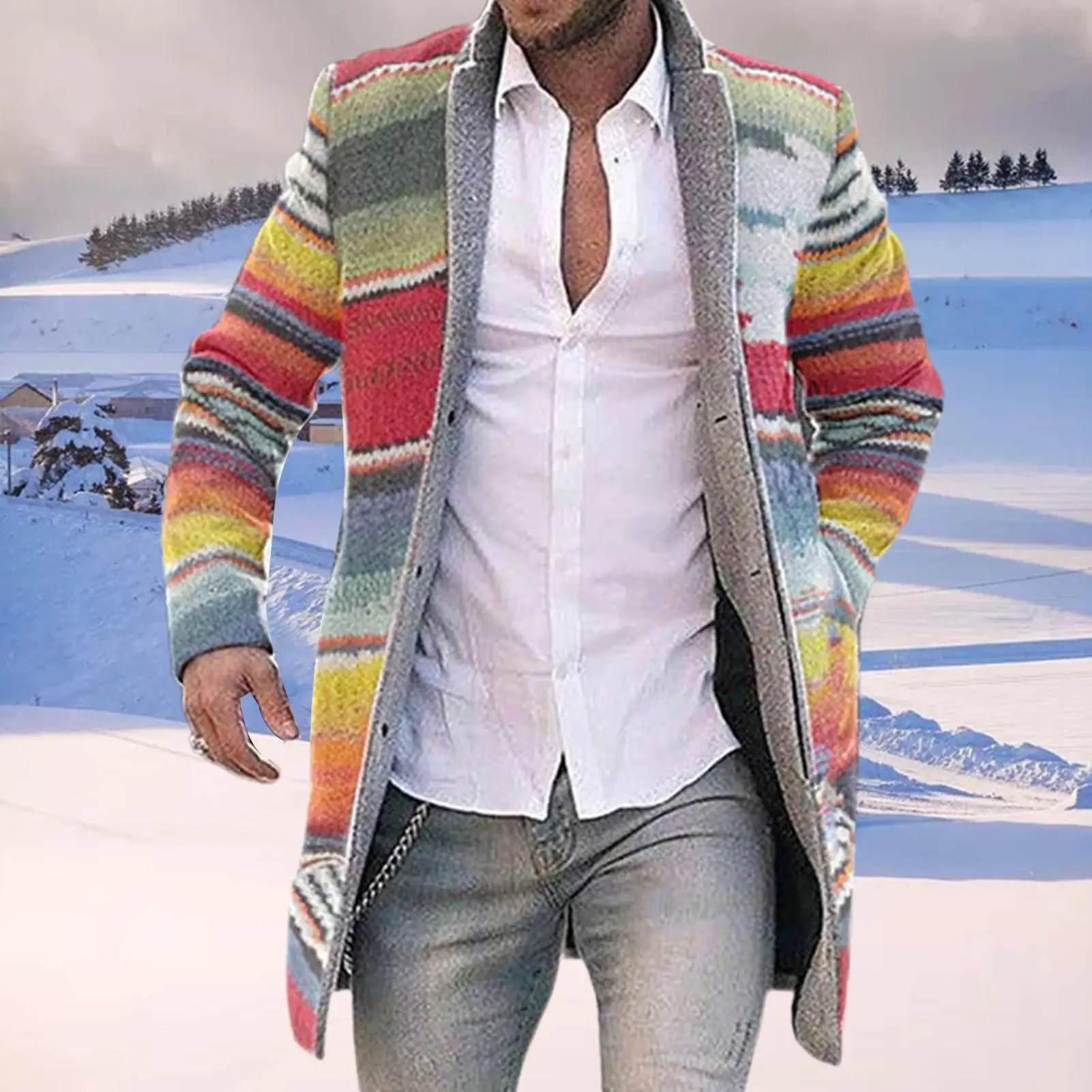 Men's Stripes Coat Jacket Hooded Cardigan Solid Color Long Sleeve Autumn Winter Coat Mens Overcoat Abrigo Hombre Outwear 2020