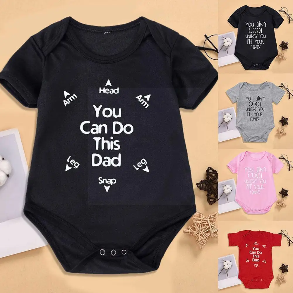 

Baby Jumpsuit with Letter Print Short-sleeved Romper High-quality Romper Healthy Clothes and and Fashion Comfortable One-pi F4Y5