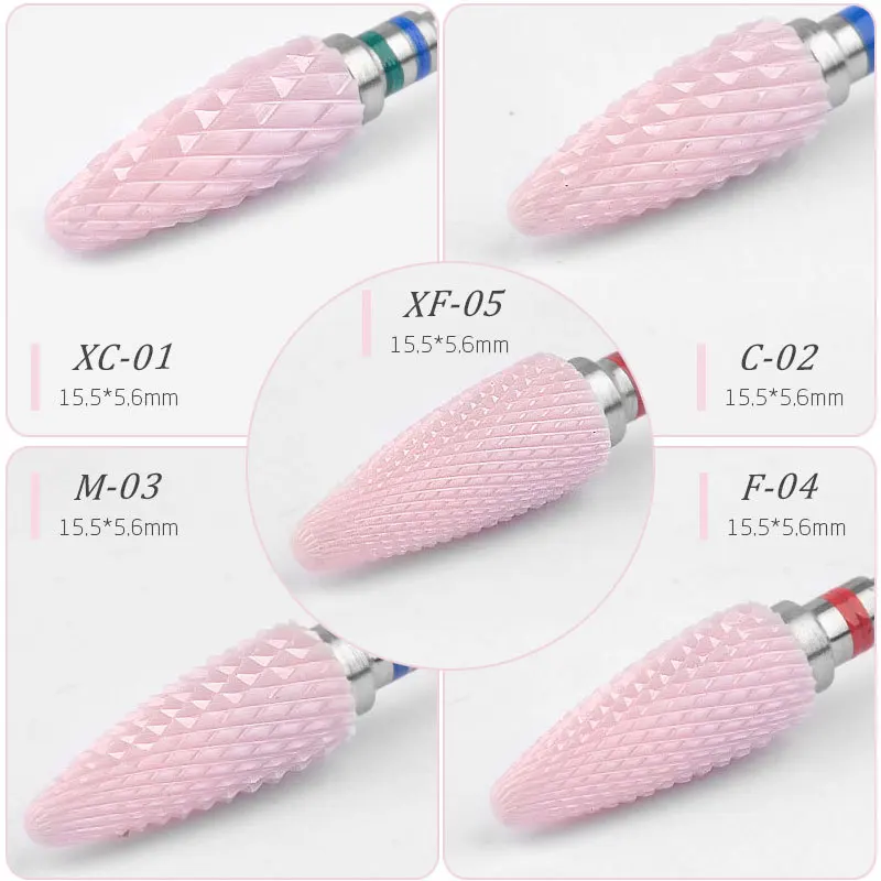 

1pc 2.35mm Nail Cone Tip Pink Ceramic Drill Bits Electric Cuticle Clean Rotary for Manicure Pedicure Grinding Head Sander Tool