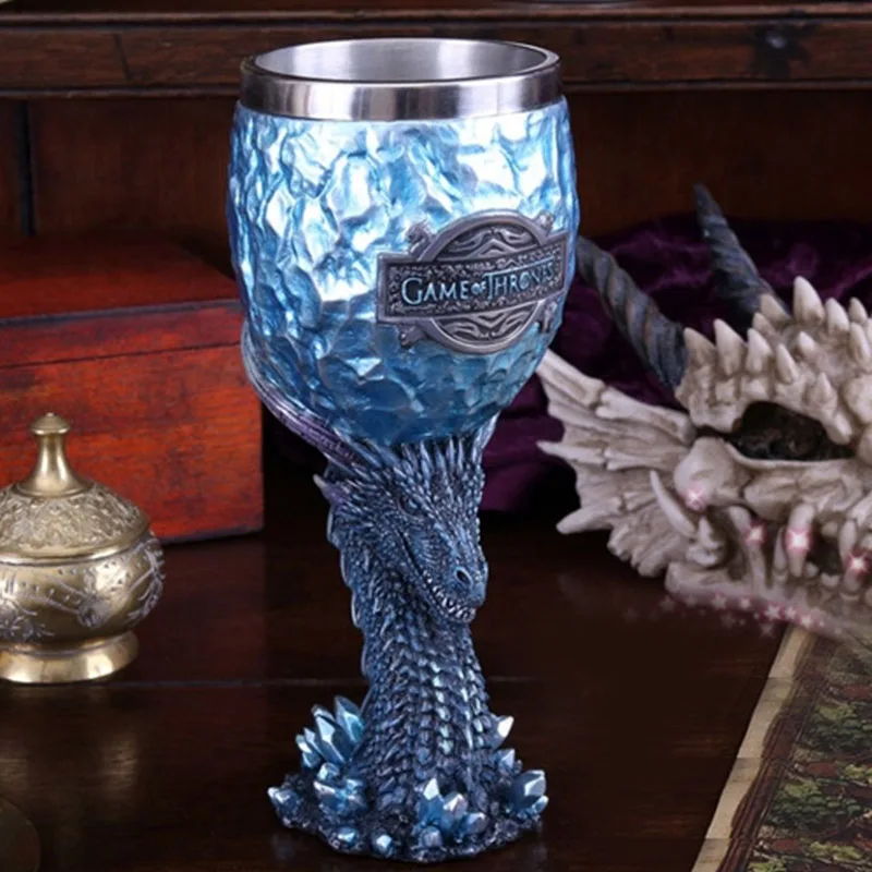Игра трон бокал для вина Прохладный Дракон Старк кофейные кружки из нержавеющей стали смолы чашки и кружки творческий 3D кружка для пива, кофе