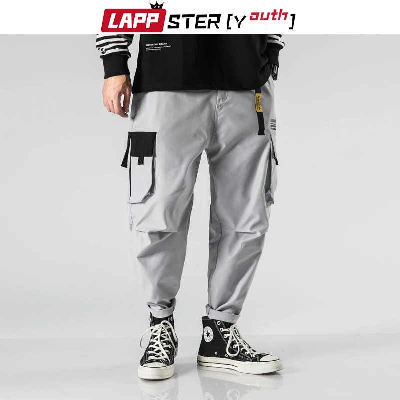 

LAPPSTER-Youth Japanese Streetwear Cargo Pants 2022 Overalls Mens Hip Hop Black Sweatpants Korean Fashoins Joggers Harem Pants