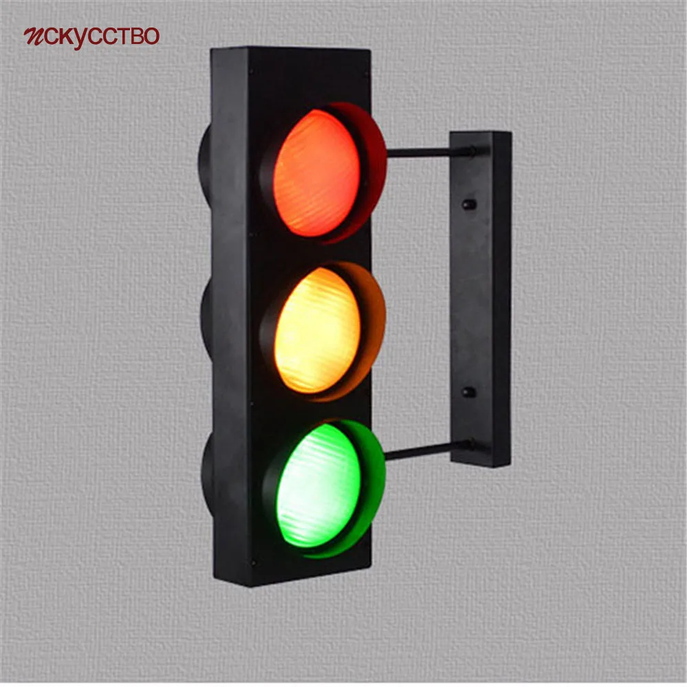 

American Traffic Light Modeling Remote Control Led Wall Lamp Country Loft Decor Bar Cafe Restaurant Wall Decoration Luminaire