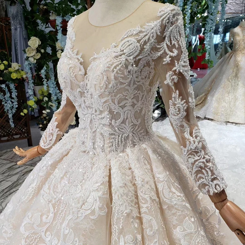 HTL372 роскошное популярное свадебное платье со съемным шлейфом и круглым вырезом