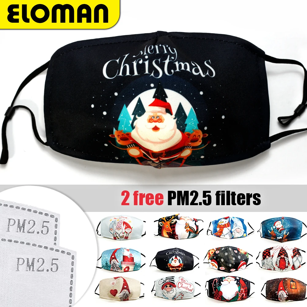 3D Рождественская маска для лица многоразовая уличная Удобная моющаяся ткань