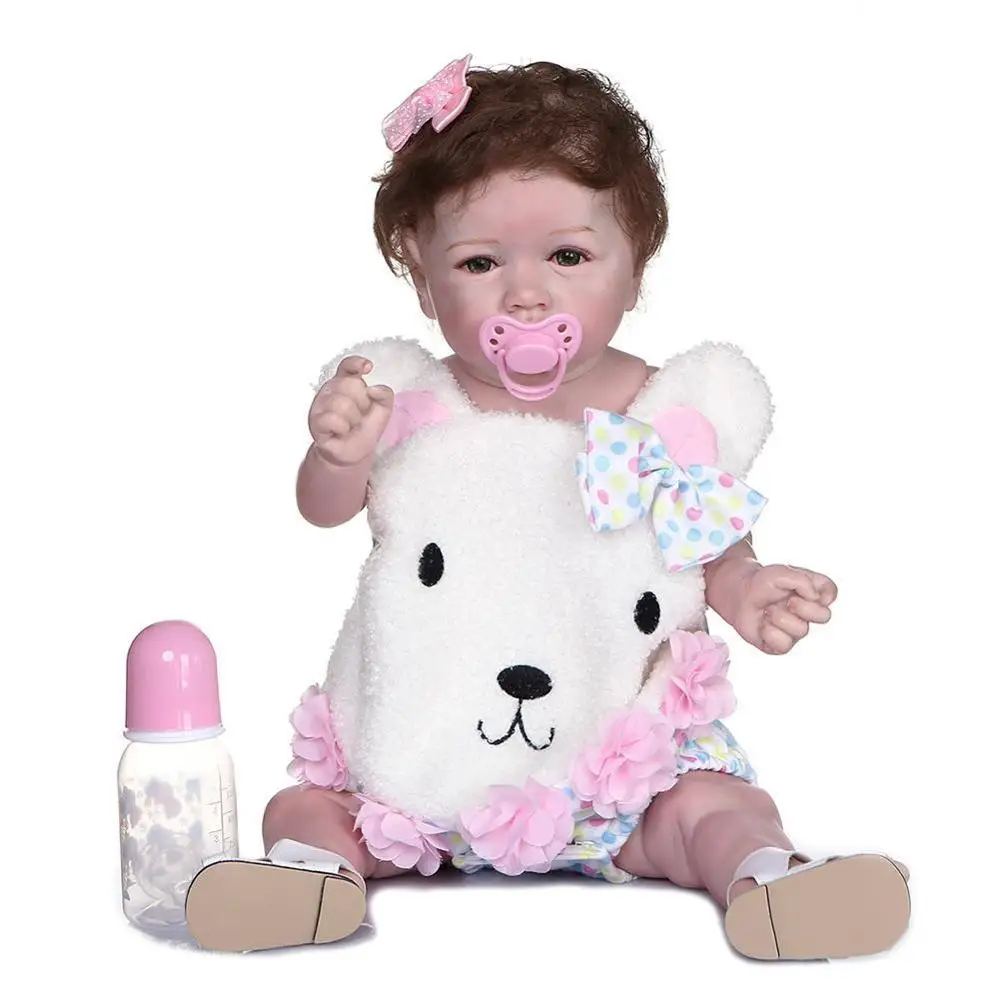 

NPK 56CM Soft Full Body Silicone100% Hand-made Detailed Painting Collectibles Rebirth Baby Doll Can Take Bath Dropshipping