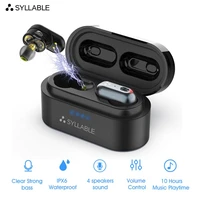 2021 syllable s101 tws of qcc3020 chip strong bass headset s101 sports earphones 10 hours true wireless stereo earbuds 500mah