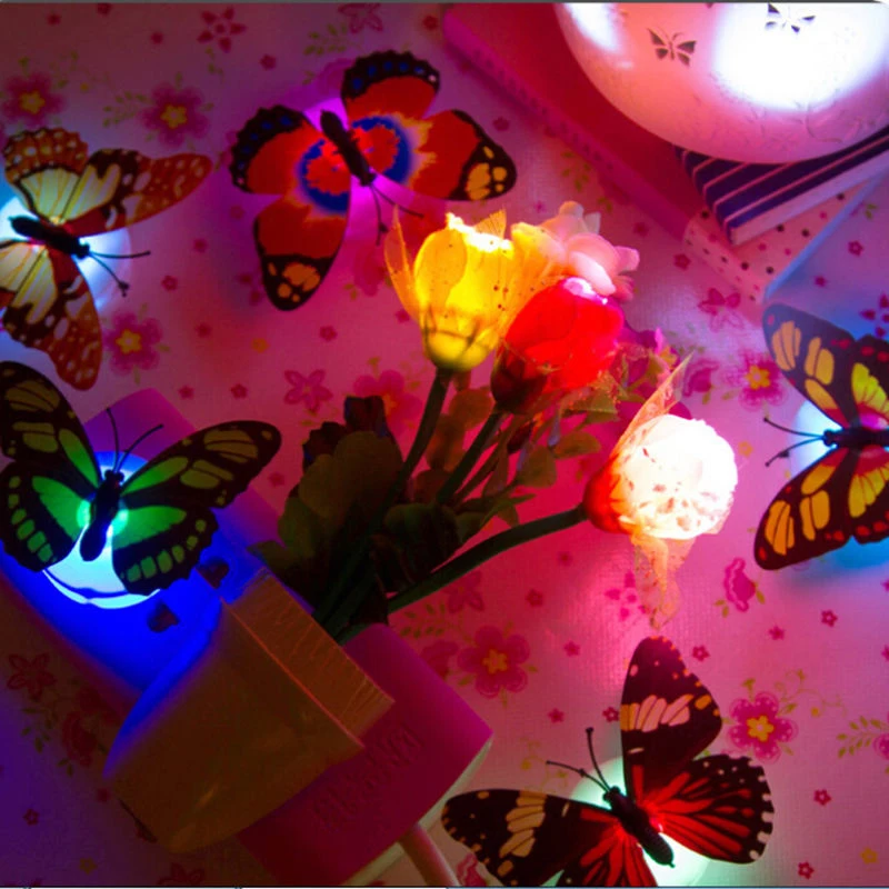 Творчество ночник Pasteable Пластик светодиодный тумблер 3dbutterflylamp настенные