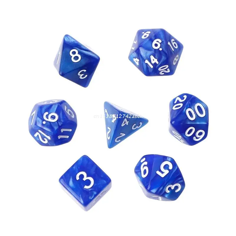 7 шт. многогранные кости белые цифры для Dragon Pathfinder D20 D12 2xD10 D8 D6 D4 Прямая поставка |