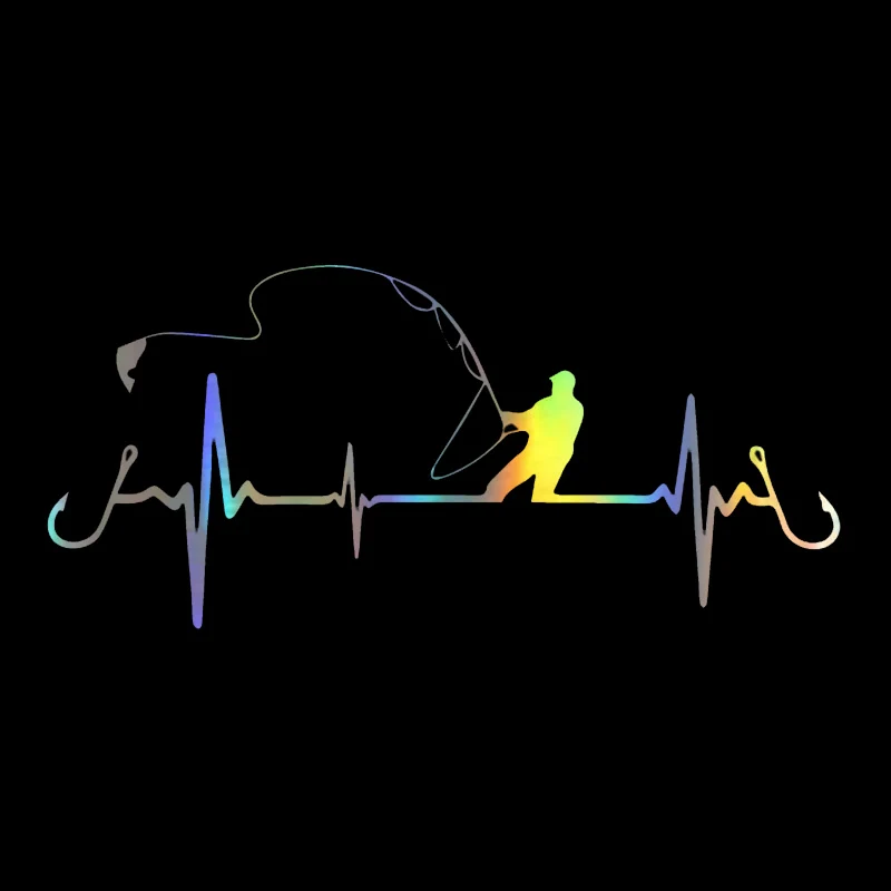 

Creative Car Sticker 3D Heartbeat Fishing Funny Decorative Sticker Funny Decal Motorcycle Auto Accessories,16CM*7CM