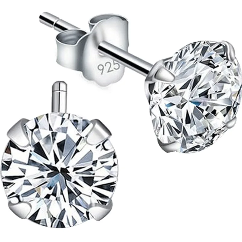 925 Sterling Silver Earrings Diamonds Fashion Simple Personality Small Earrings Men And Women Couples Mini Ear Bone Studs Gifts