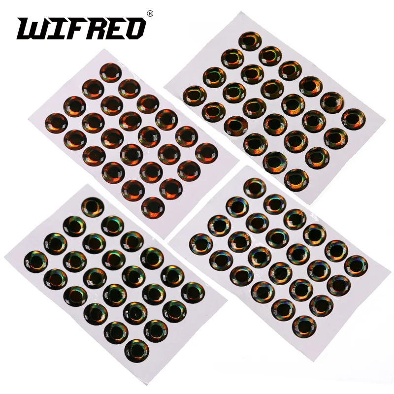 Wifreo 50pcs 3D/4D Holographic Fish Eyes for Fly Tying Bait Fish Streamers Realistic Fishing Lure Accessories Material 3mm-12mm