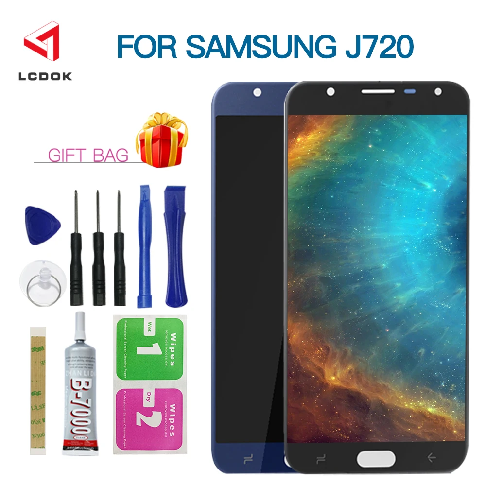 ЖК дисплей с регулируемой яркостью для Samsung Galaxy J7 Duo 2018 J720 J720F дигитайзер