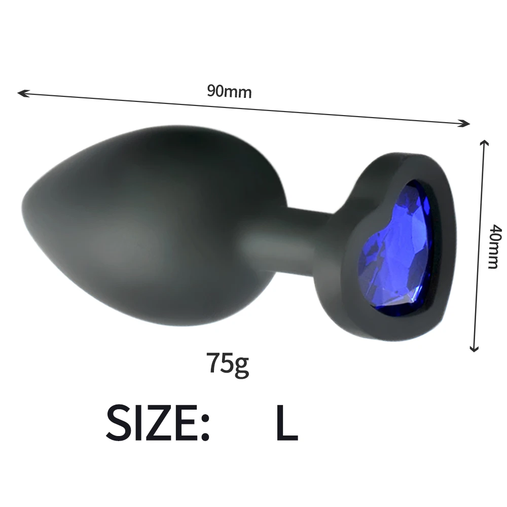 Анальная пробка секс-игрушки 100% силиконовая тренажер для пар сердце кристалл