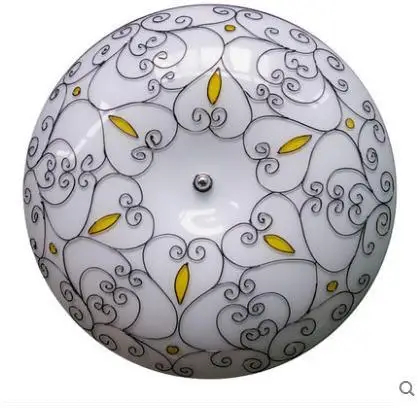 

16inch Mediterranean Bohemia Flower Vine Pastoral Ceiling Light Round Glass Lampshade lamparas de techo abajur