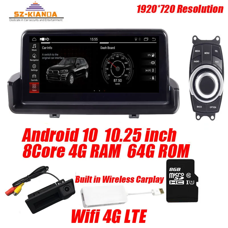 

10,25 "Android 10 Автомобильный gps-навигатор для bmw e90 E91 E92 Wifi 4G Bluetooth Радио USB SD рулевое колесо Idrive Бесплатная карта камера