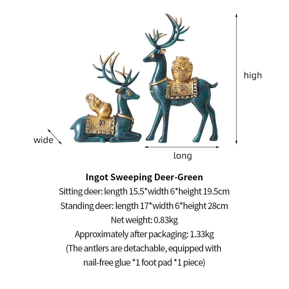 

Art Lucky Deer Sculpture Resin Statue Modern Home Decoration Living Room Dining Room Creative Statue Office Desktop Decoration