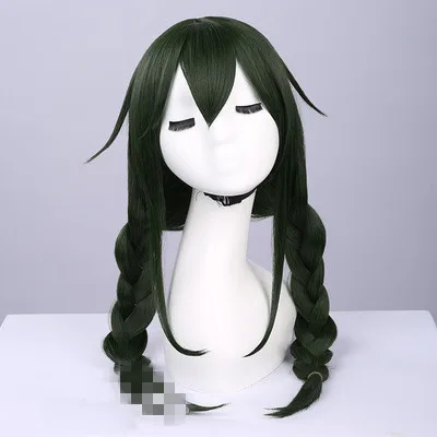 Аниме Cos My Hero Academy Asui Tsuyu Прекрасный маленький динозавр Косплей Костюм+ парик повседневное пальто толстовка с капюшоном женское платье юбка - Цвет: Wig B