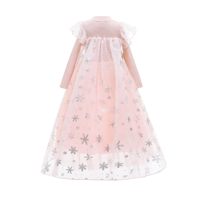 Платье Эльзы с длинными рукавами для девочек Детский карнавальный костюм