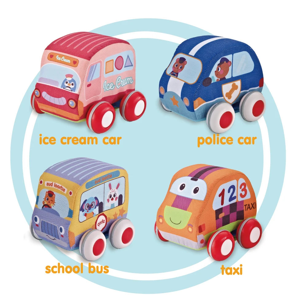 

4pcs Style Baby Cloth Pull Back Car Hanging Toys For Baby Rattles Random Newborn Learn Walk Kids Handbell Gift Boy Toy Vehicles