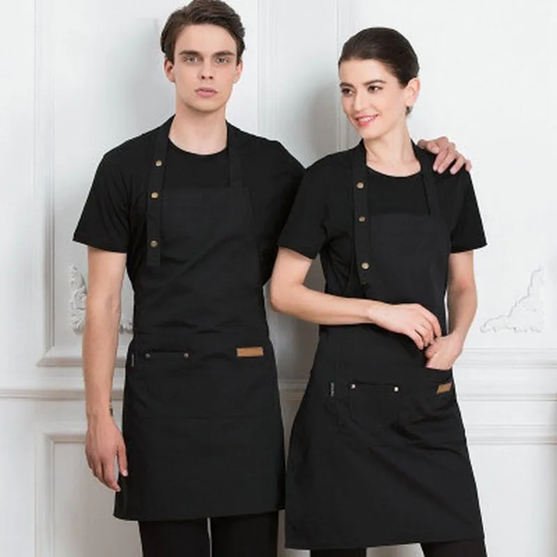 

Pure Color Cooking Kitchen Apron Work Aprons Woman Man Chef Bibs Waiter BBQ Hairdresser Uniform Adjustable Kitchen Accessory