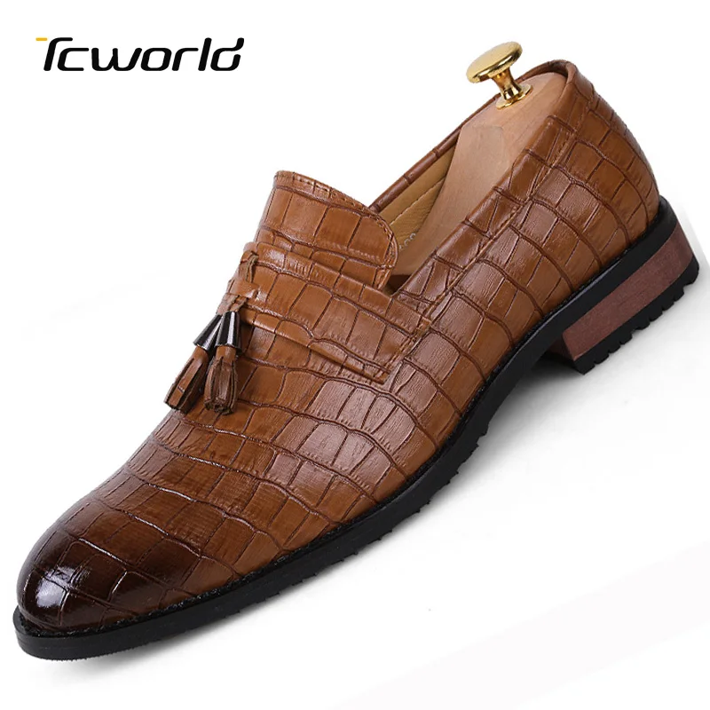 Роскошная мужская обувь под платье с узором крокодиловая кожа оксфорды