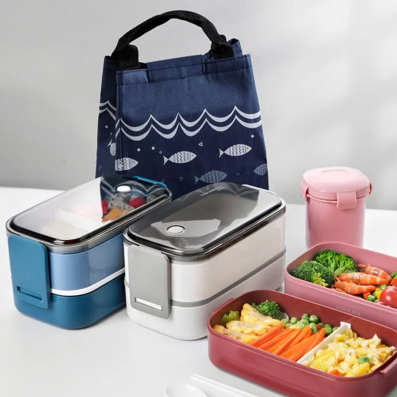 

style Multi-layer lunch box food container storage Portable Leak-Proof bento box for kids with Soup Cup Breakfast Boxes
