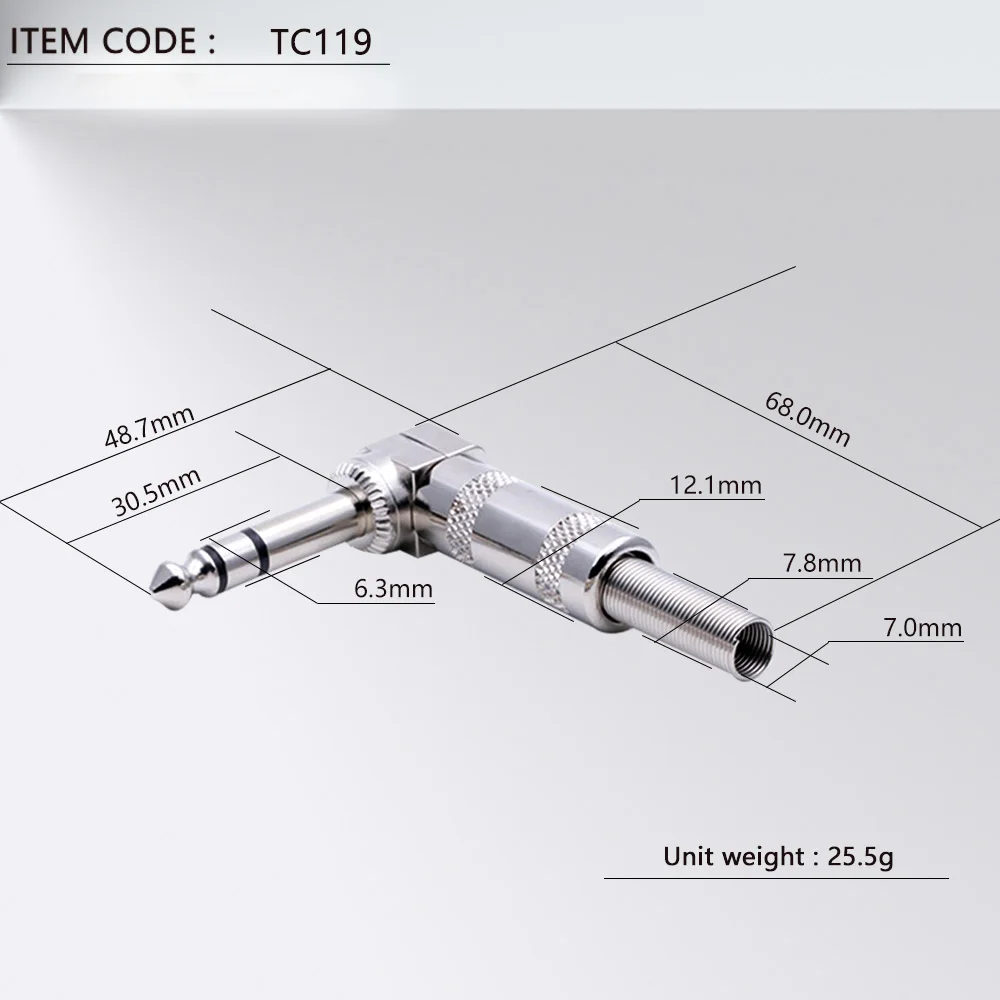 10 stücke 14 rechtwinklig stecker 6 ecken mit frühling 635mm männlichen stereo stecker anschluss 63 mm jack stecker für elektr