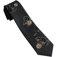 free shipping new male mens original design black white ball cat hot gold silver cute tie female students personality necktie