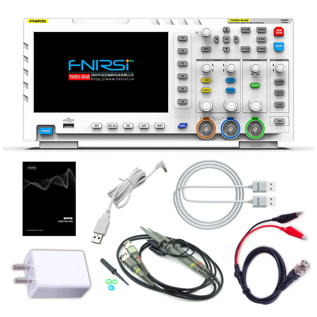 

FNIRSI-1014D цифровой осциллограф 2In 1 двухканальный генератор входного сигнала Osiloscopio цифровой 1GSa/s частота дискретизации 1 Гб