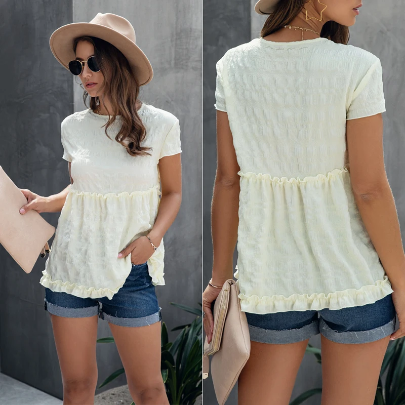 Женская футболка с коротким рукавом Lossky повседневная плиссированная