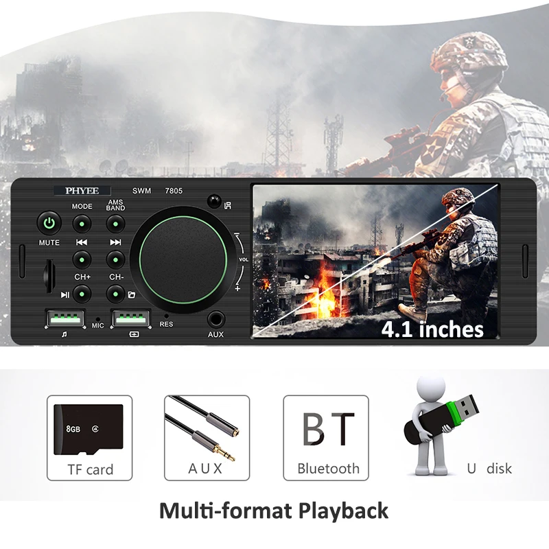 Автомагнитола 7805C с сенсорным экраном 4 1 дюйма MP5-плеер поддержкой Bluetooth TF USB