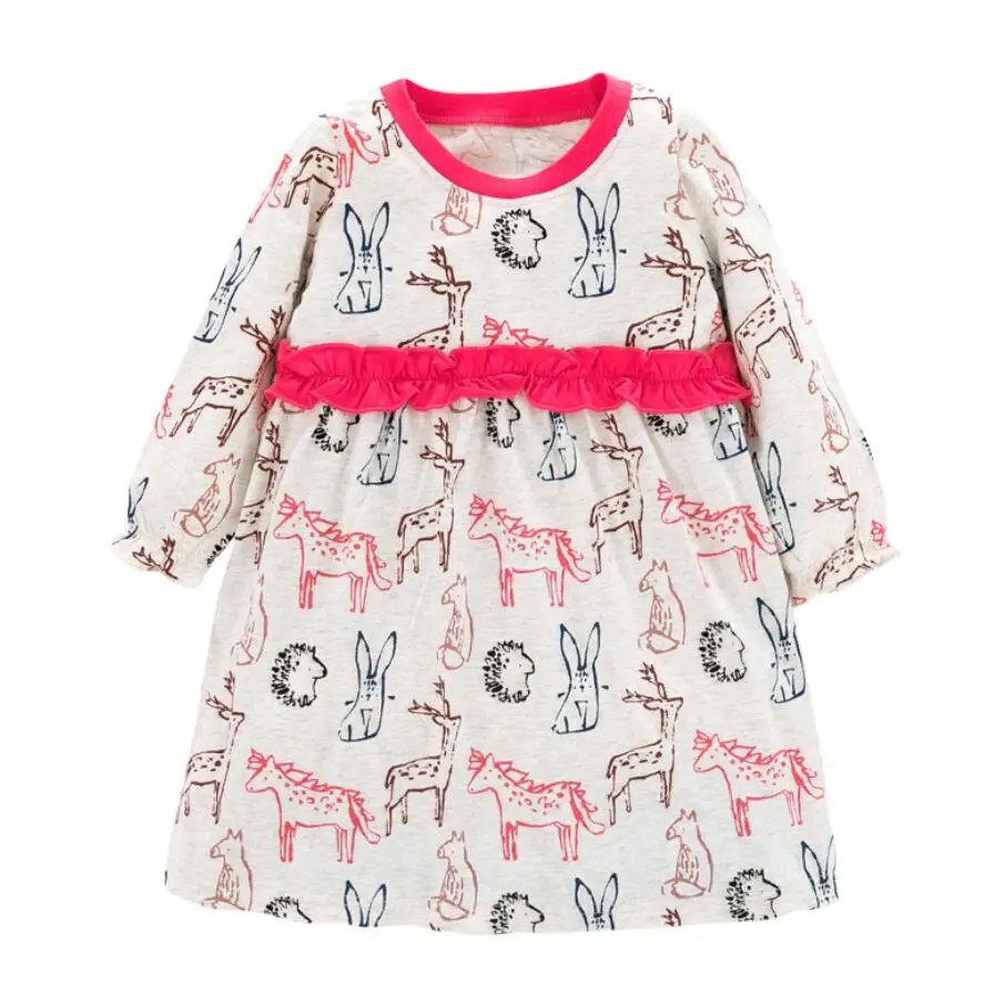 

Little maven kids girls brand autumn children's dress baby girls clothes Cotton animal print toddler girl dresses QW030