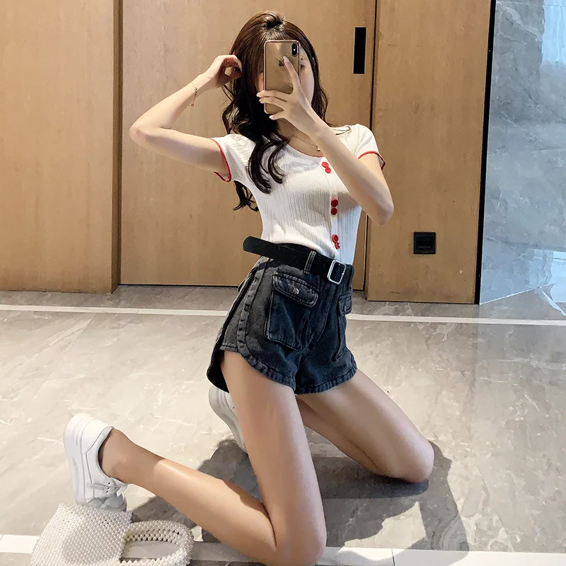 2020 Новый корейский стиль комбинезон широкие брюки джинсы для женщин микро ла