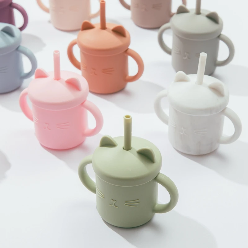 

Baby Feeding Cups Cute Cartoon Baby Learning Cups Food Grade For Toddlers & Kids With Silicone Sippy Cup