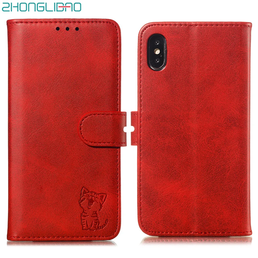 Кожаный чехол-книжка с 3d-тиснением и кошкой для Iphone 11 pro Xs Max Xr X 8 7 6 6s Plus магнитный