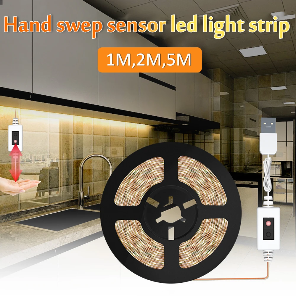 1 м/2 м/5 м USB Беспроводная ручная развертка PIR датчик движения светильник шкафа