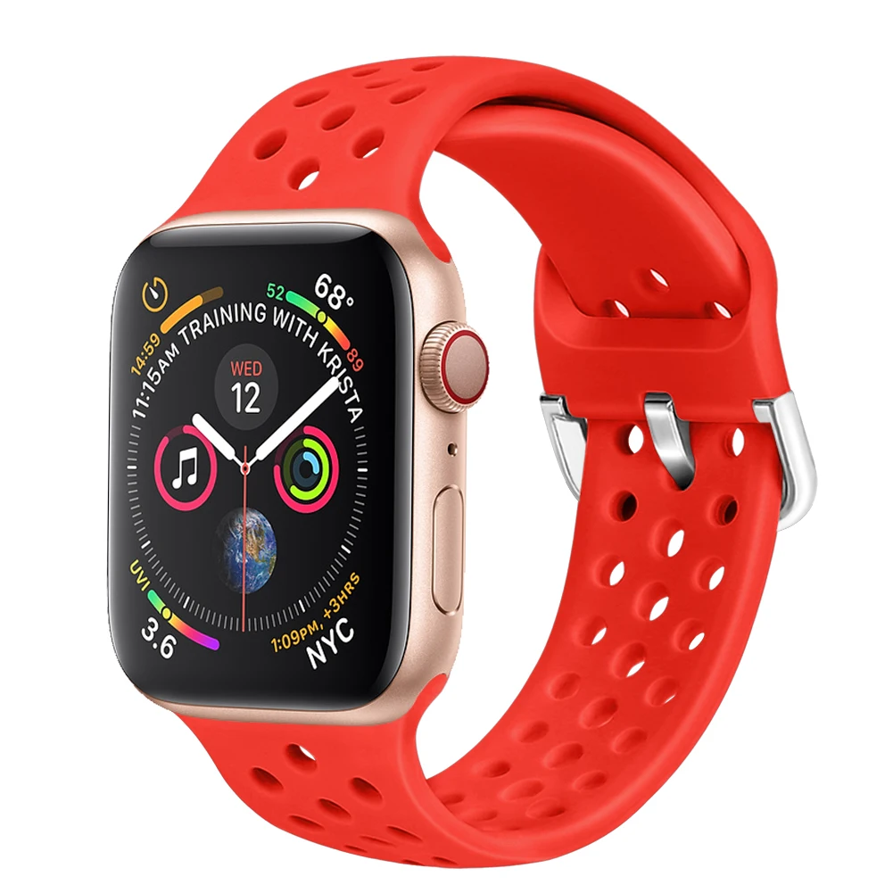 Силиконовый ремешок для apple watch 4 band 44 мм 40 мм iWatch band 42 мм 38 мм спортивный браслет correa apple watch 4 3 2 1 Аксессуары