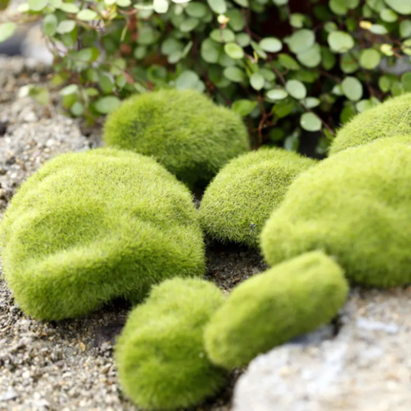 Искусственный пенный зеленый мох растения поддельные камни покрытые мхом