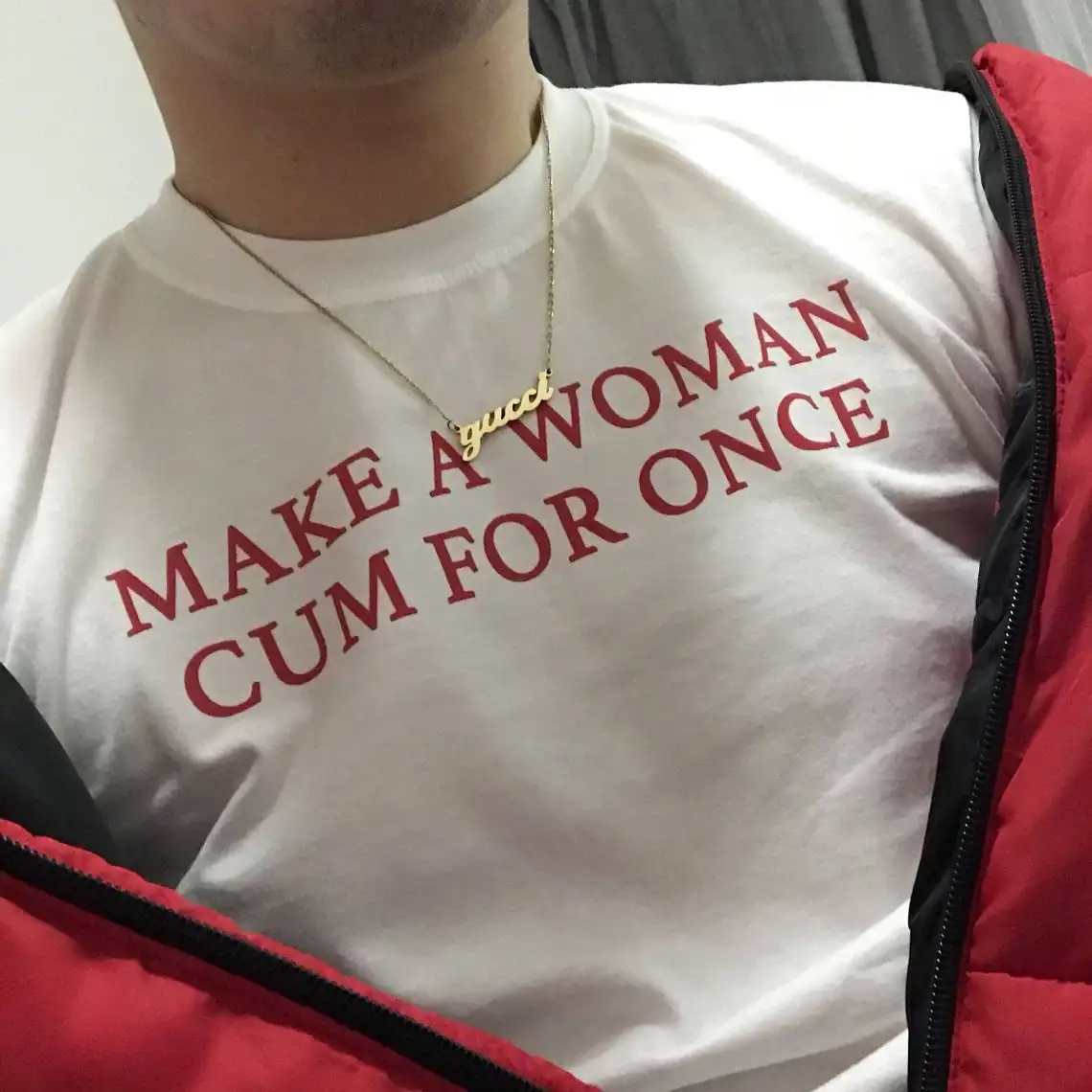 Забавная художественная футболка с надписью Make A Woman Cum For Once 100% хлопок