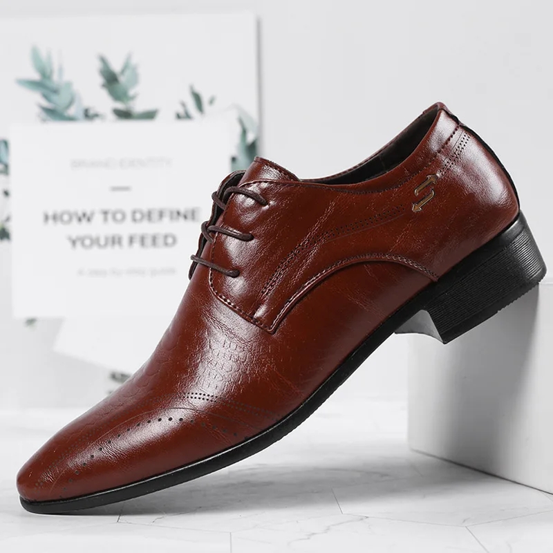 Мужская деловая обувь Mazefeng кожаная повседневная роскошная офисная высокого